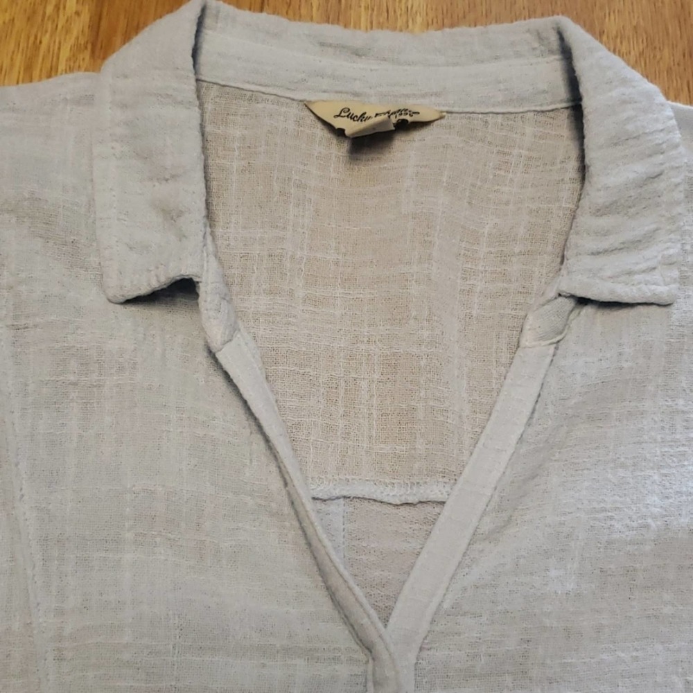 Lucky Brand light blue cotton modal button down - Picture 3 of 4